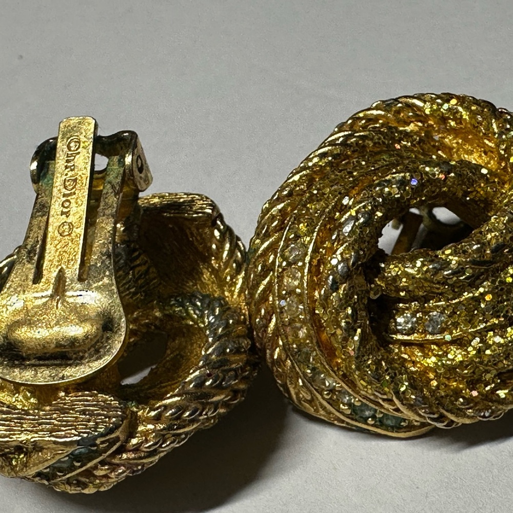 Vintage Christian Dior knotted rope Clip-On Earrings - - Picture 2 of 8
